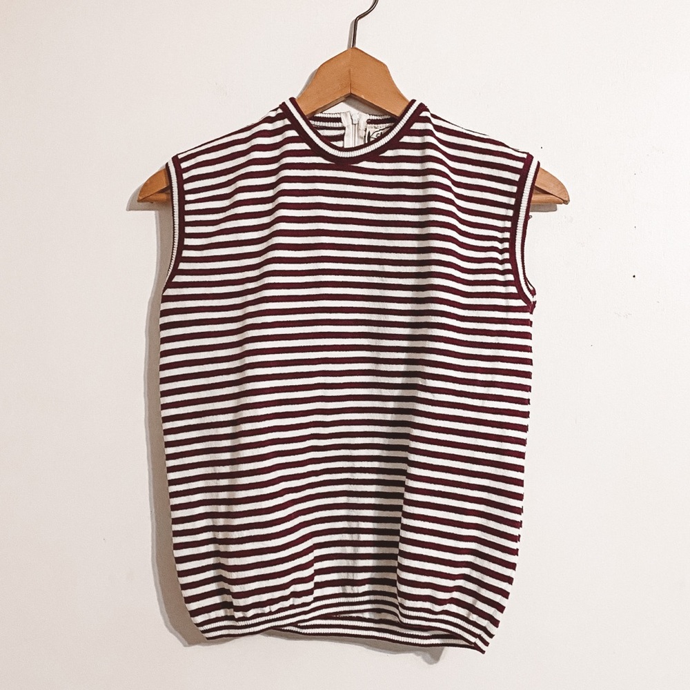 Vintage Knit Sleeveless Sweater Shirt with Zipper
